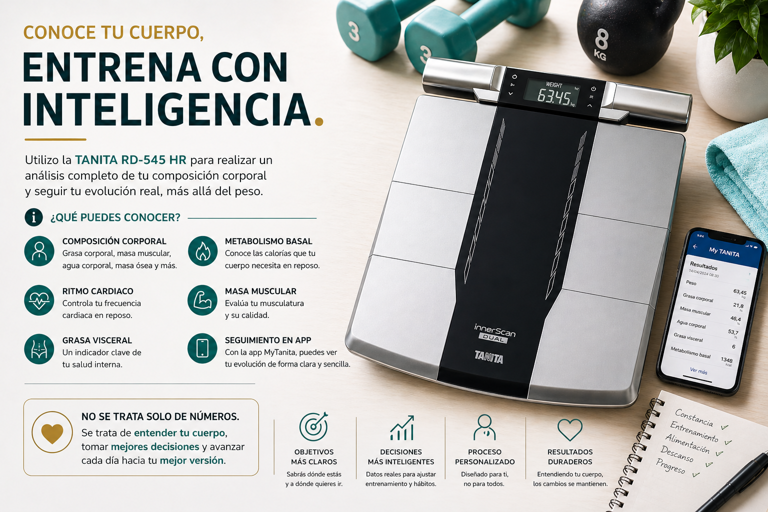 Medición corporal con Tanita RD-545 HR dentro del proceso de entrenamiento personal en Moratalaz